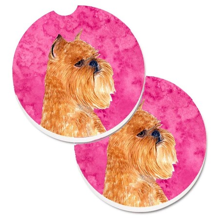 Carolines Treasures Pink Brussels Griffon Set of 2 Cup Holder Car Coaster SS4770-PKCARC